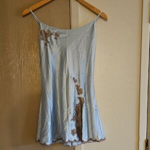 Victoria's Secret Light Blue Slit Leg Night  Slip Dress - Size Medium